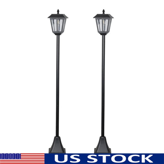XMSJ Solar Garden Post Lamp 2 Pack Pathway Lights Vintage