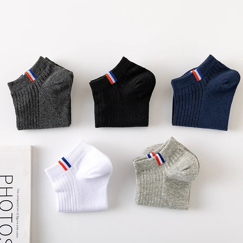 NONECN 5 Pairs Breathable Sweat Absorbing Mens Boat Socks