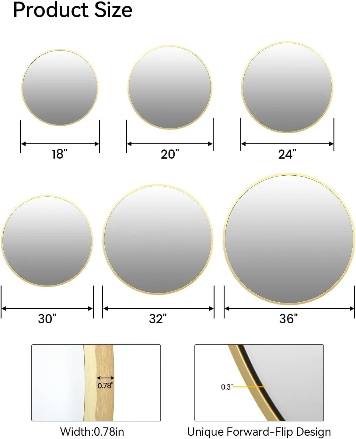 HiMISS Round Wall Mirror With Metal Frame For Bathroom