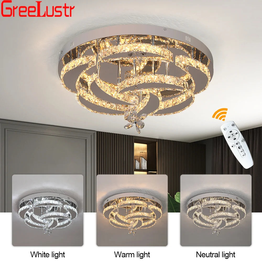 GreeLustr Flower Led Crystal Ceiling Chandelier Light