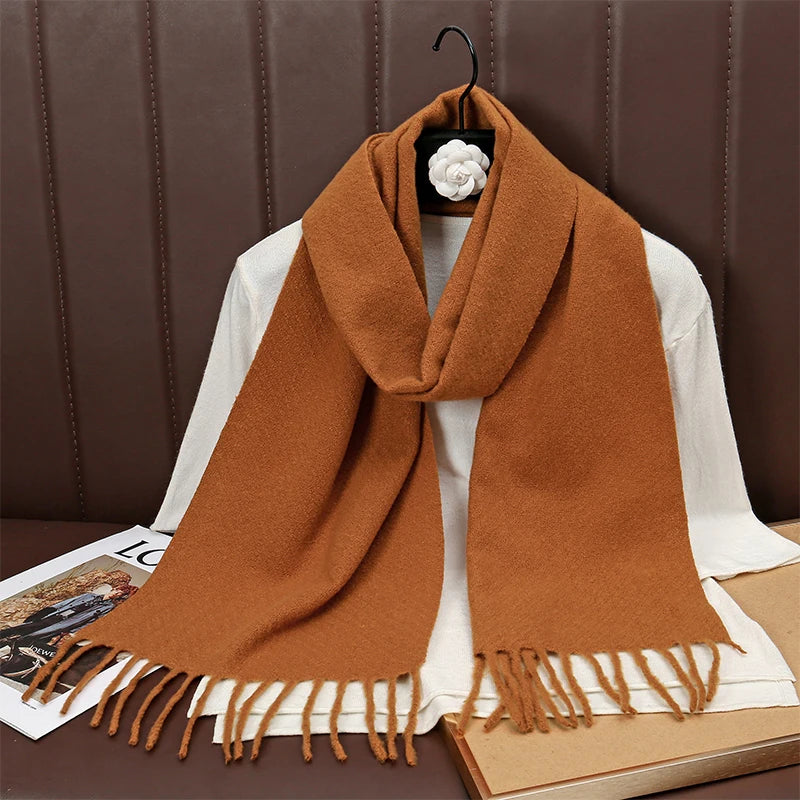 Runmeifacn Warm Cashmere Scarf For Women Solid Knit Wrap