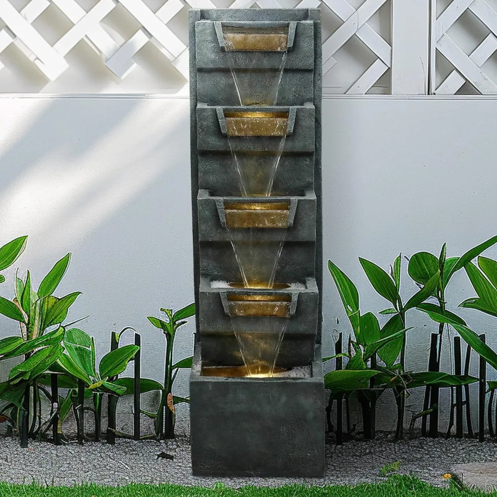 SunJet Five Tier Water Fountain Outdoor Indoor With Led