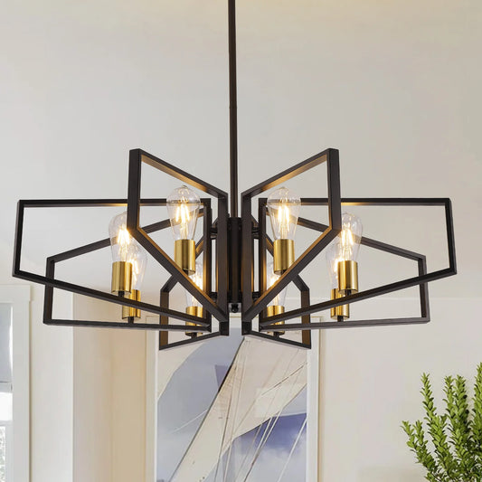 Modern Geometric Chandelier With Adjustable Height Pendant