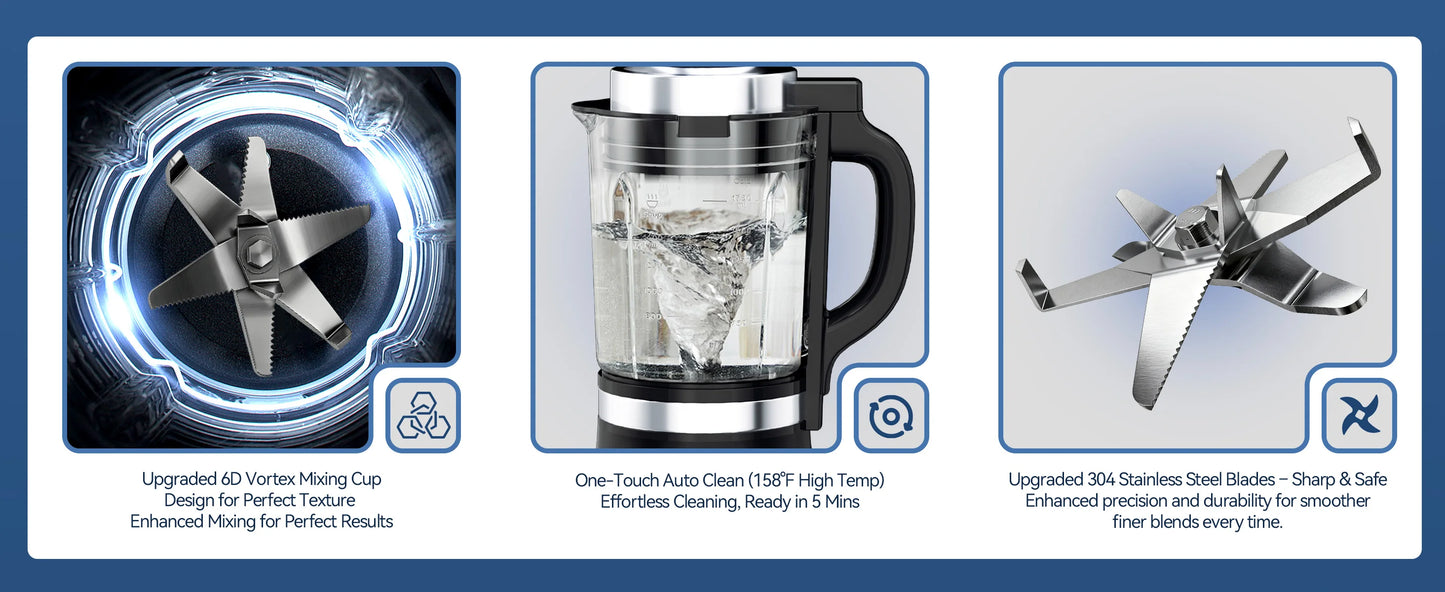 Astralship ASH01-B 1500W High Speed Countertop Blender 14 Presets Auto Clean