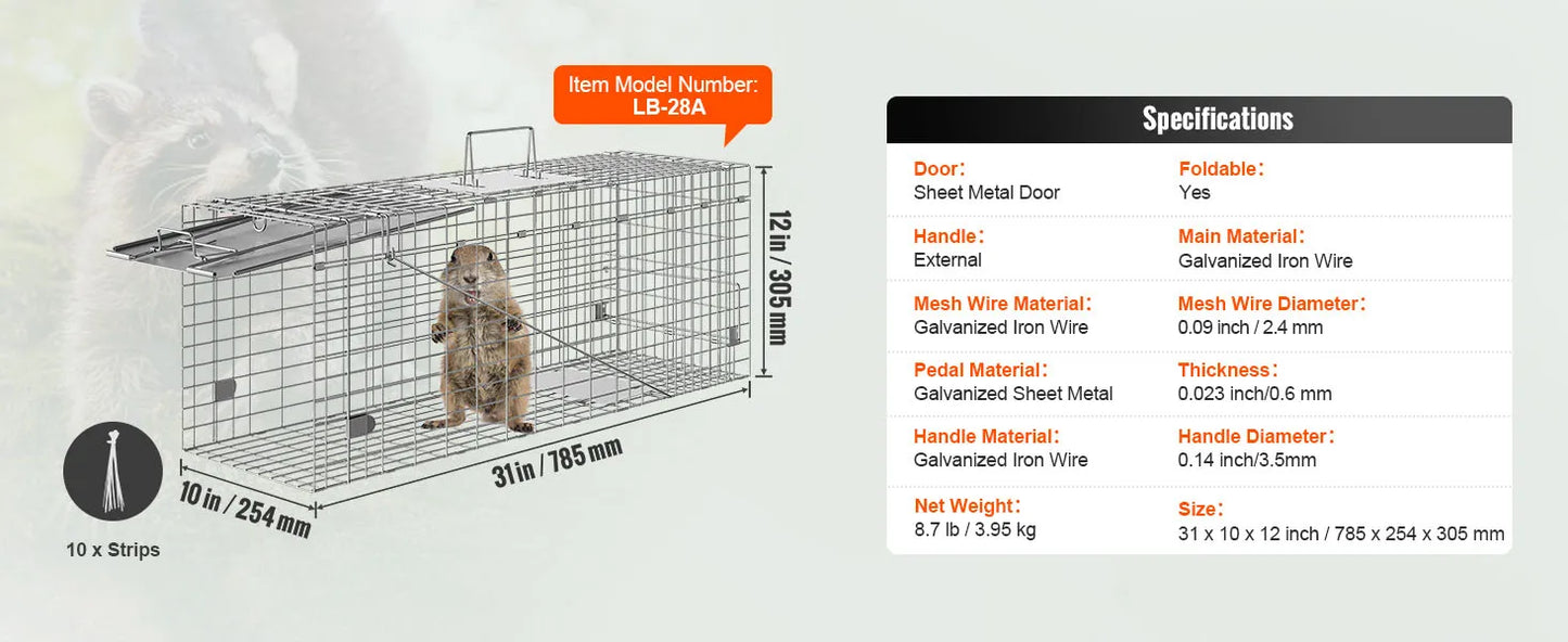 SucceBuy Foldable Live Animal Cage Trap with Handle for Cats