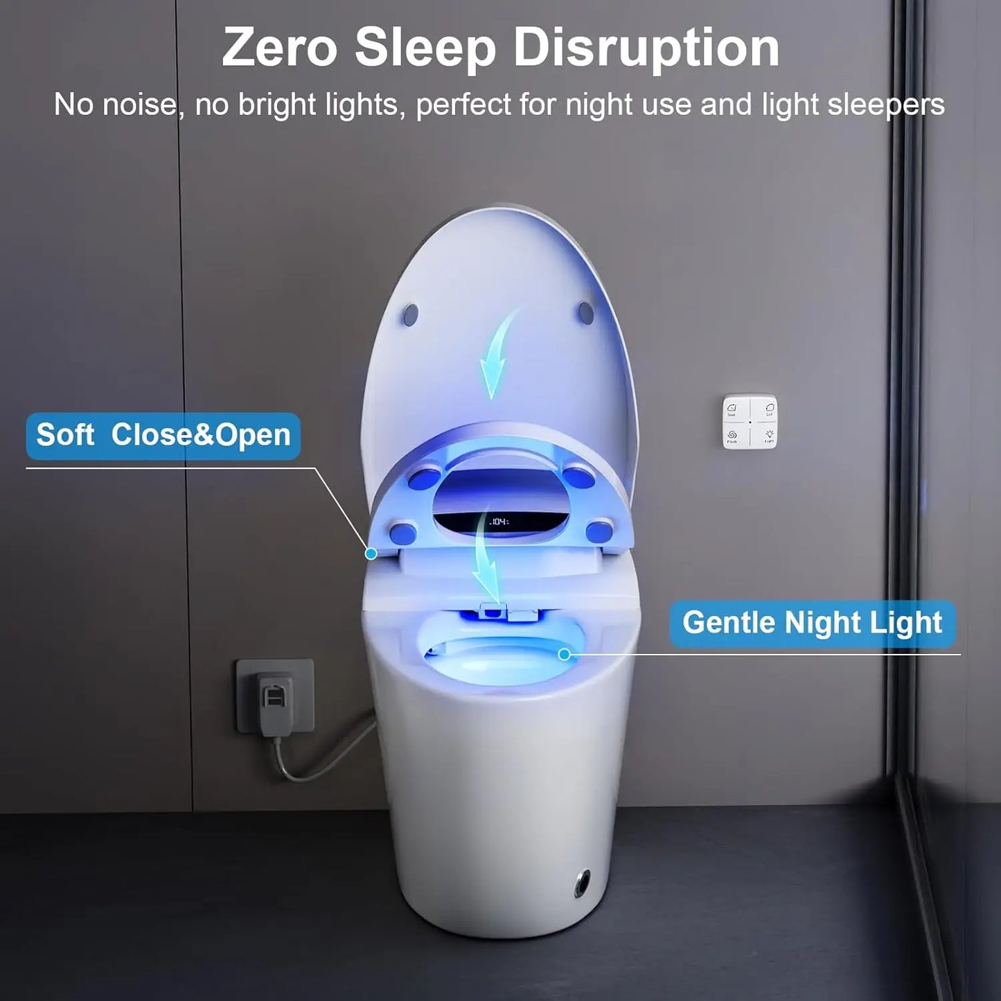 XMSJ Smart Toilet With Heated Seat Night Light Auto Flush