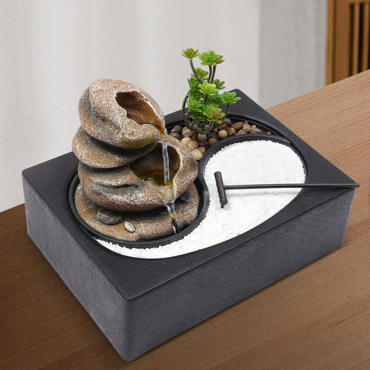 Hign Concerned Tabletop LED Waterfall Zen Fountain Bonsai