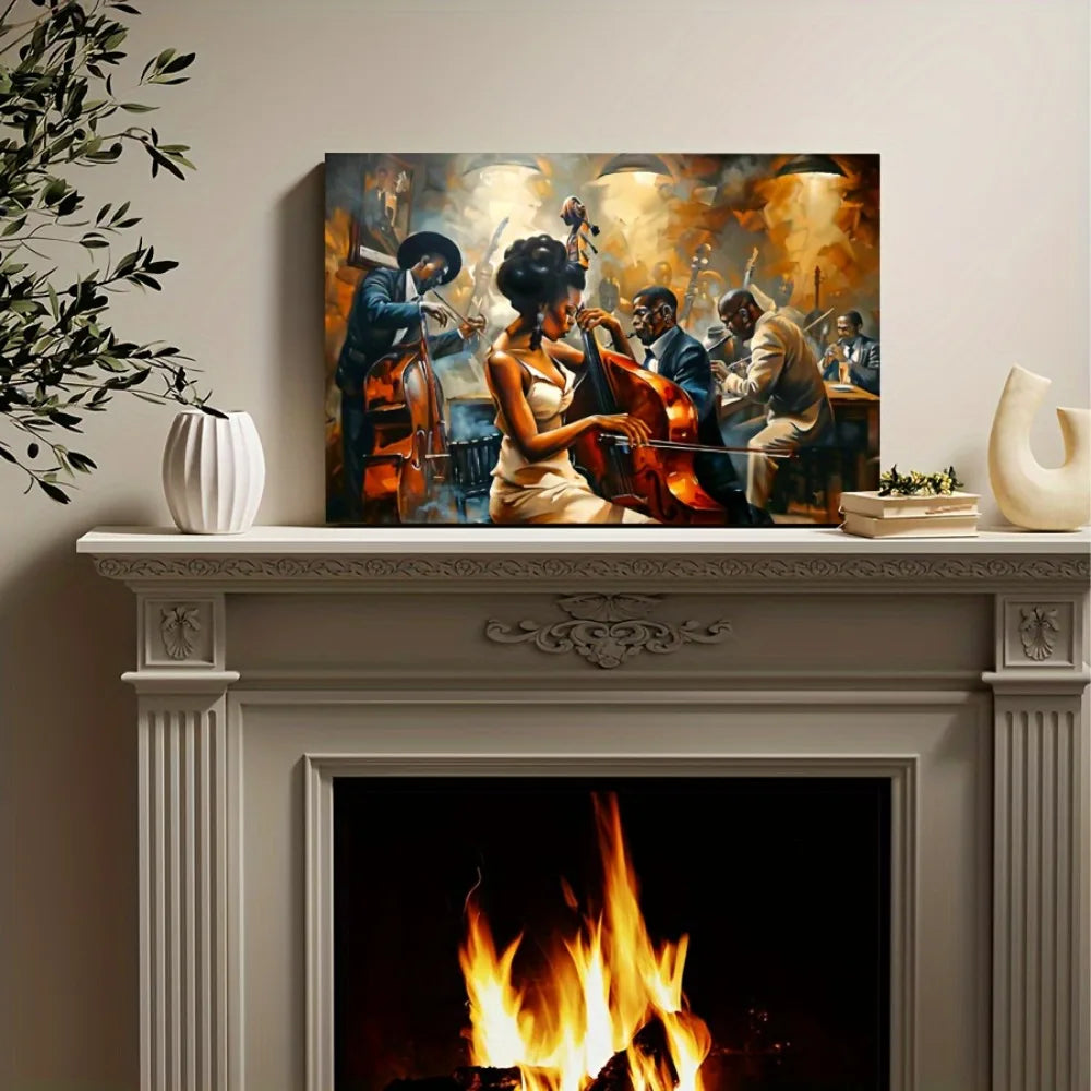 Hign-Concerned Pine Frame Deco Wall Art African Performers