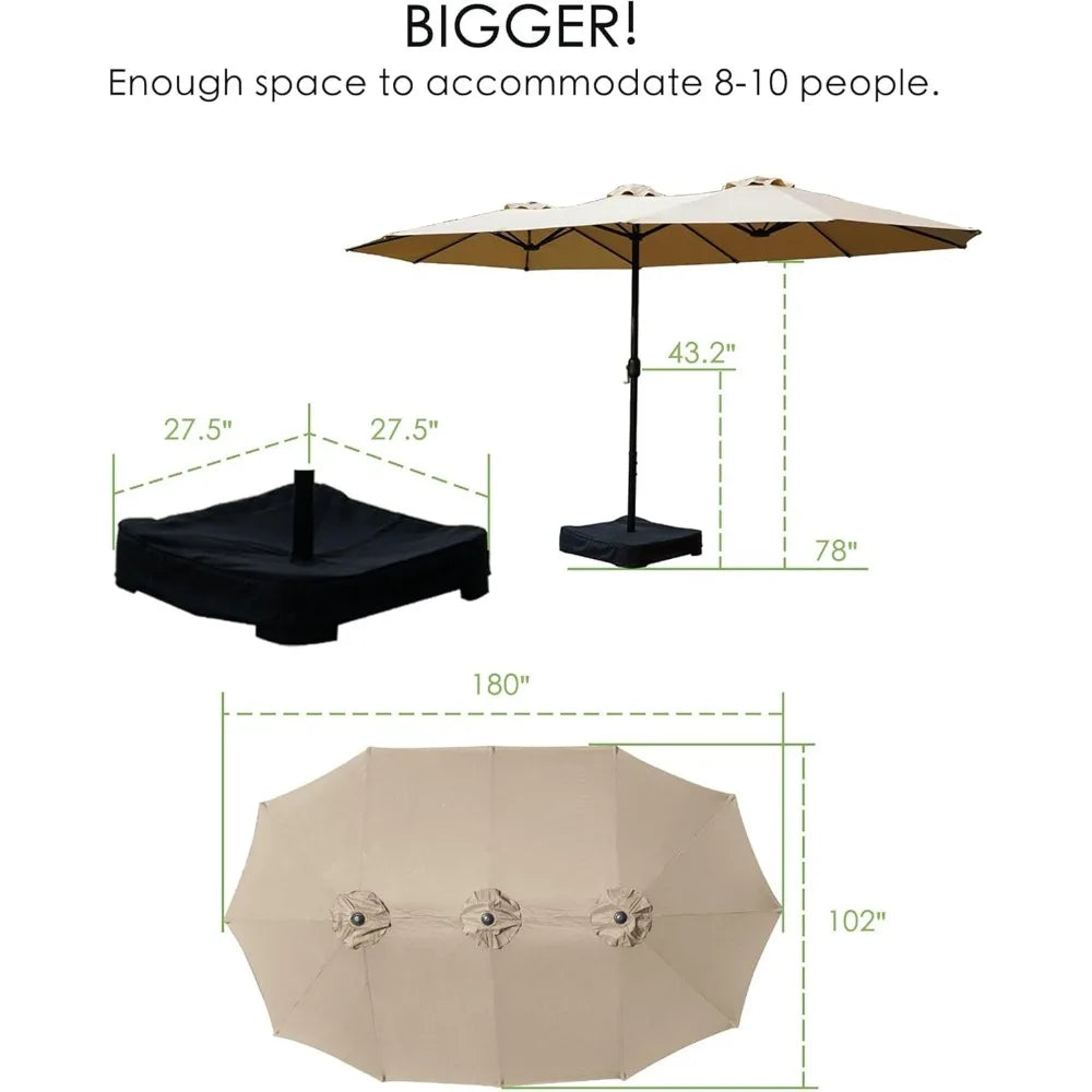 Kozyard Double-Sided Outdoor Patio Umbrella With Crank And Base