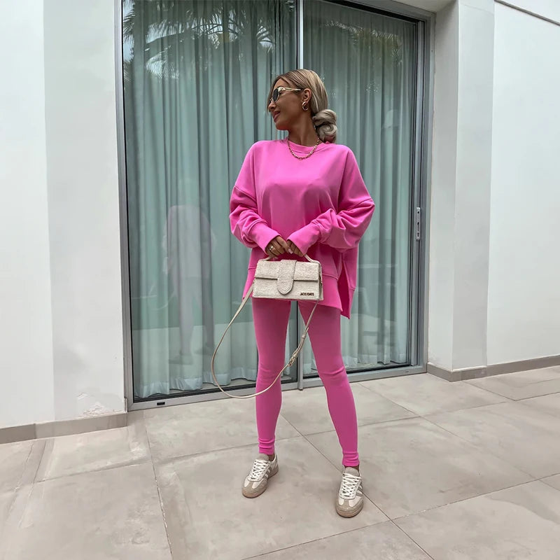 SCACTOCN Womens Spring Sports Hoodie Set Two Piece Yoga