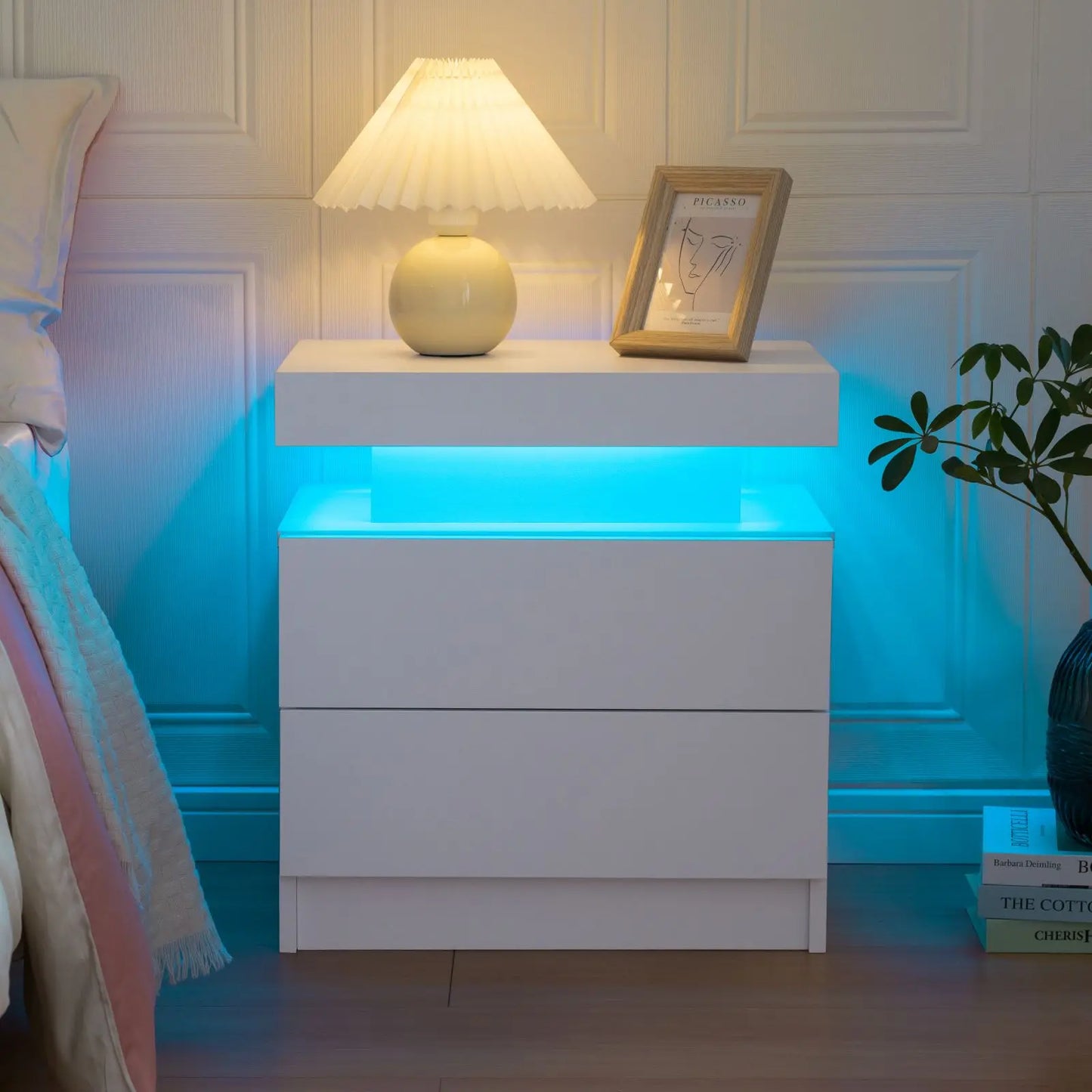 Cubehom LED Nightstands With 2 Drawers RGB Lighting