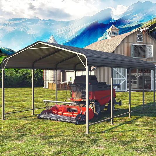 Metal Carport Canopy With Reinforced Frame For All Weather Garage