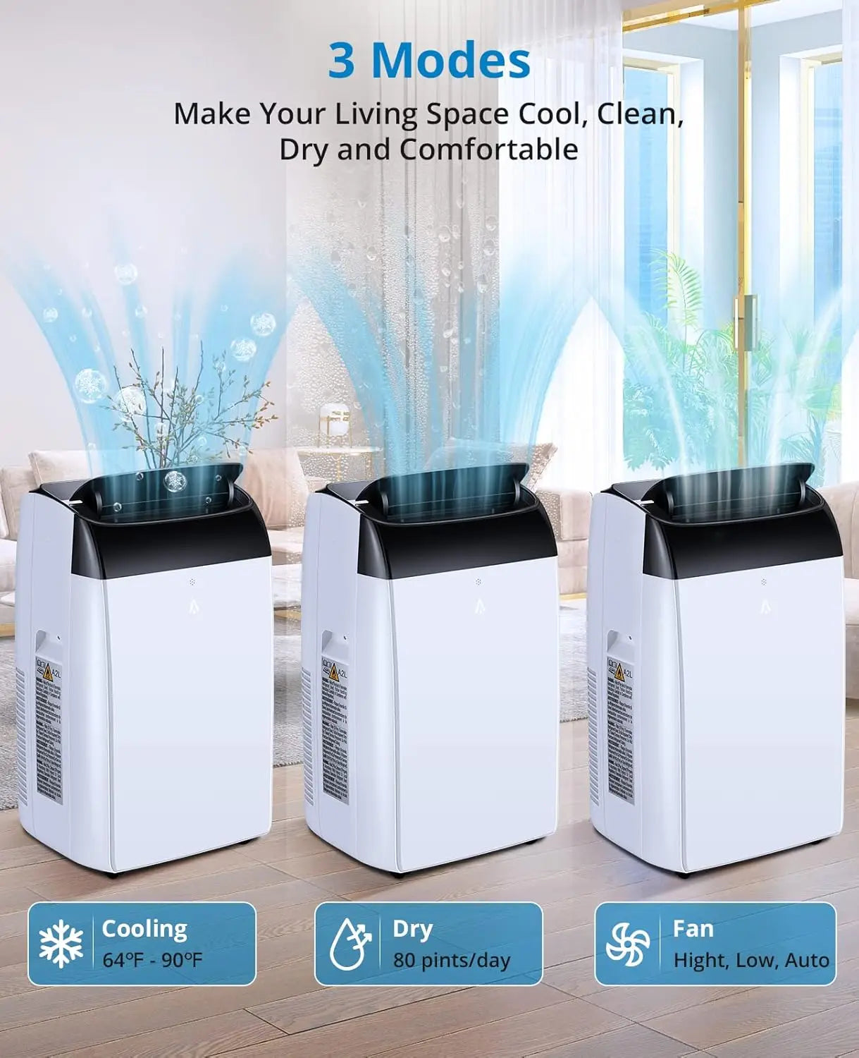 Adoolla 14000 BTU Portable Air Conditioner 3 In 1 Dehumidifier