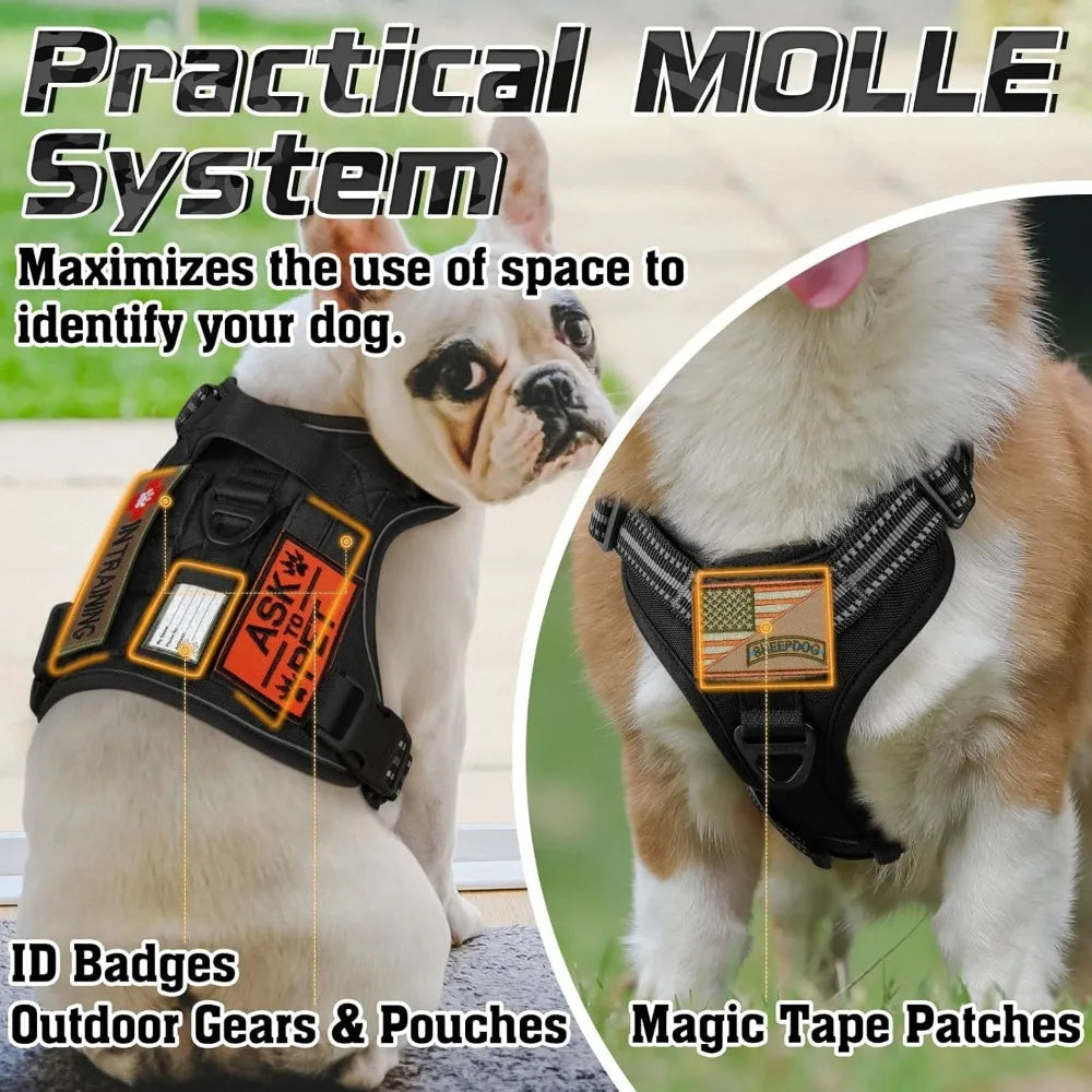 Tactical Dog Harness No Pull Military Service Vest With Handle And Molle For Training And Walking