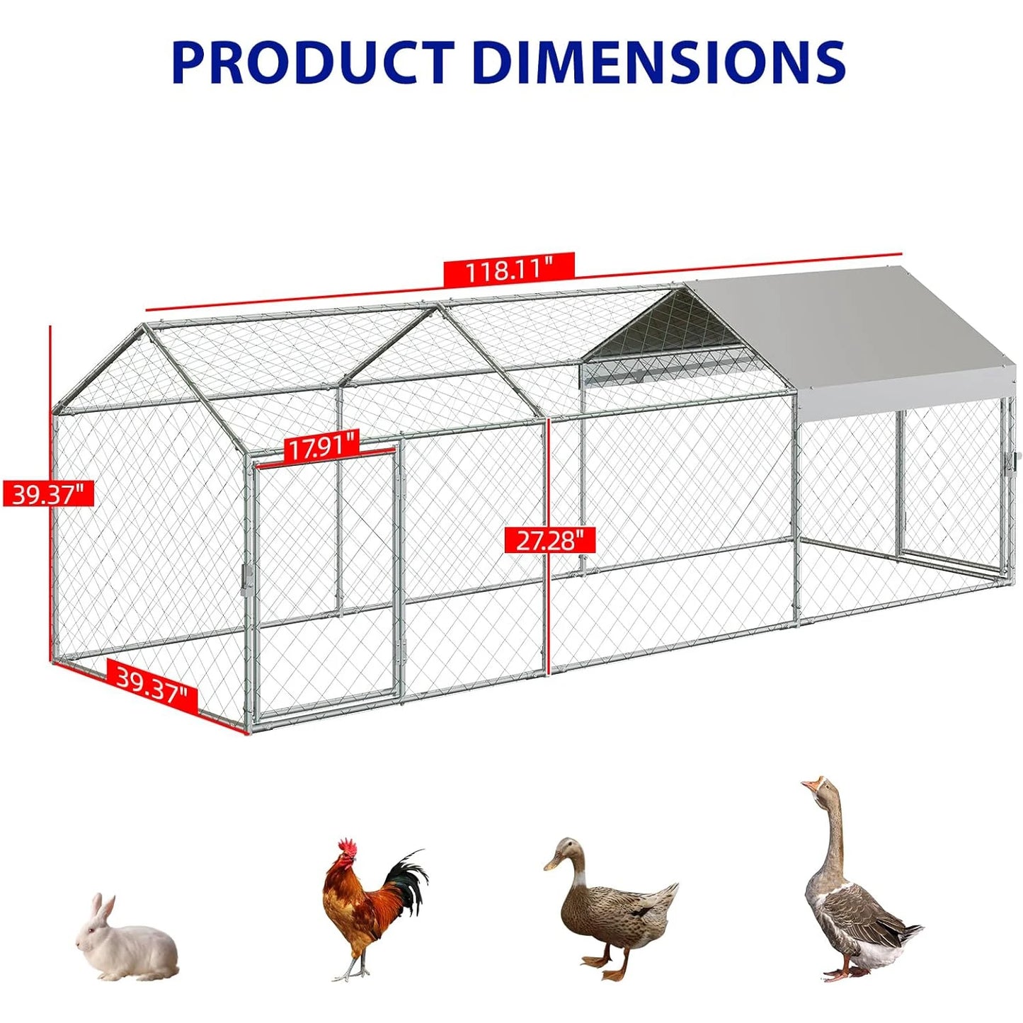 HiMISS Walk-In Metal Chicken Coop With Waterproof UV Cover