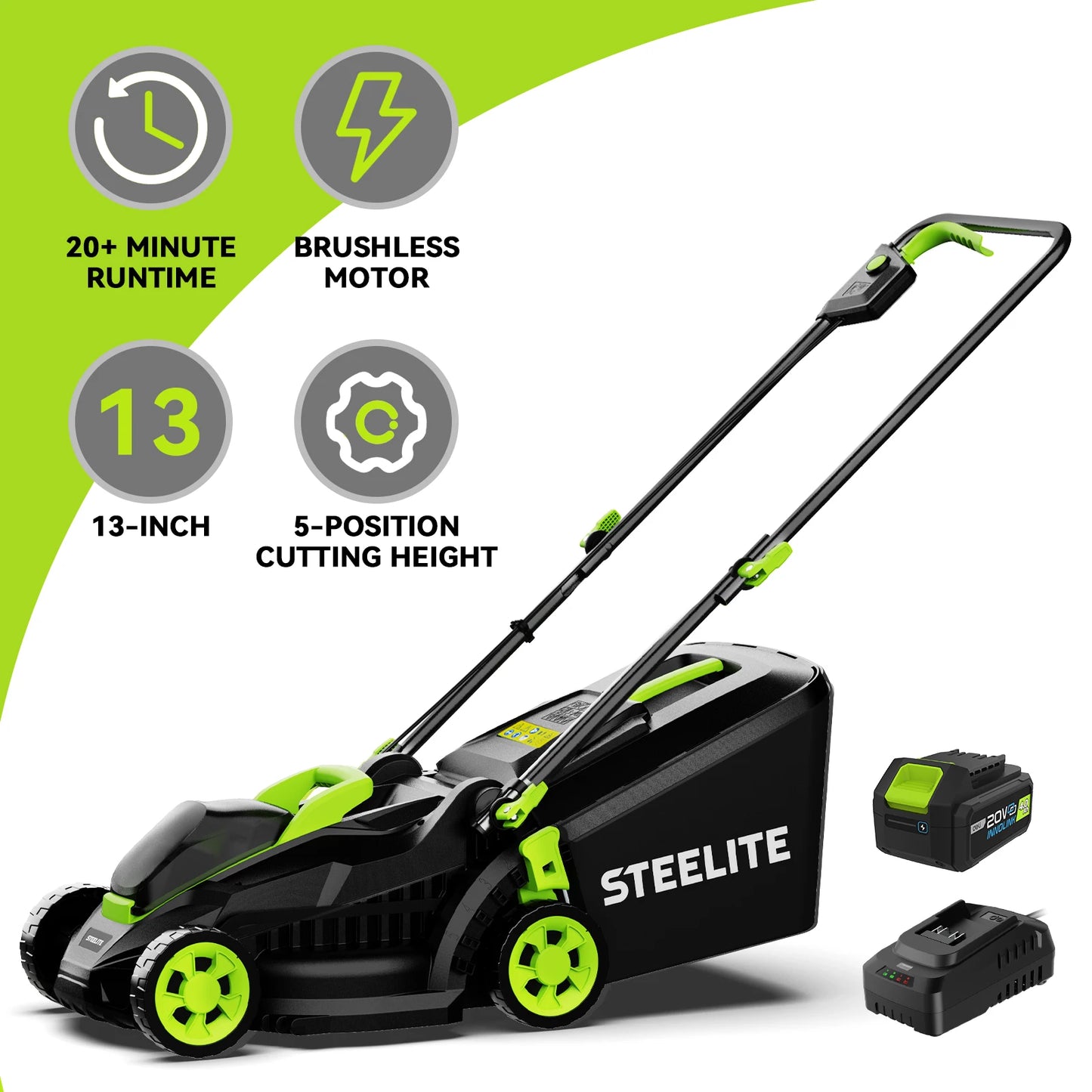 Deli 2in1 Cordless Electric Lawn Mower With 21V Battery