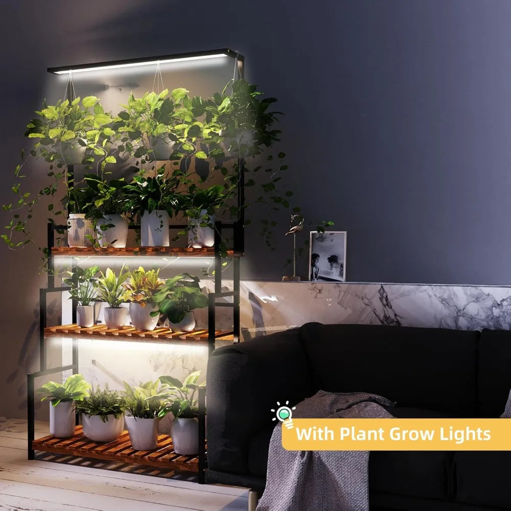 Hign-concerned Hanging Plant Stand With Grow Light 3 Tier