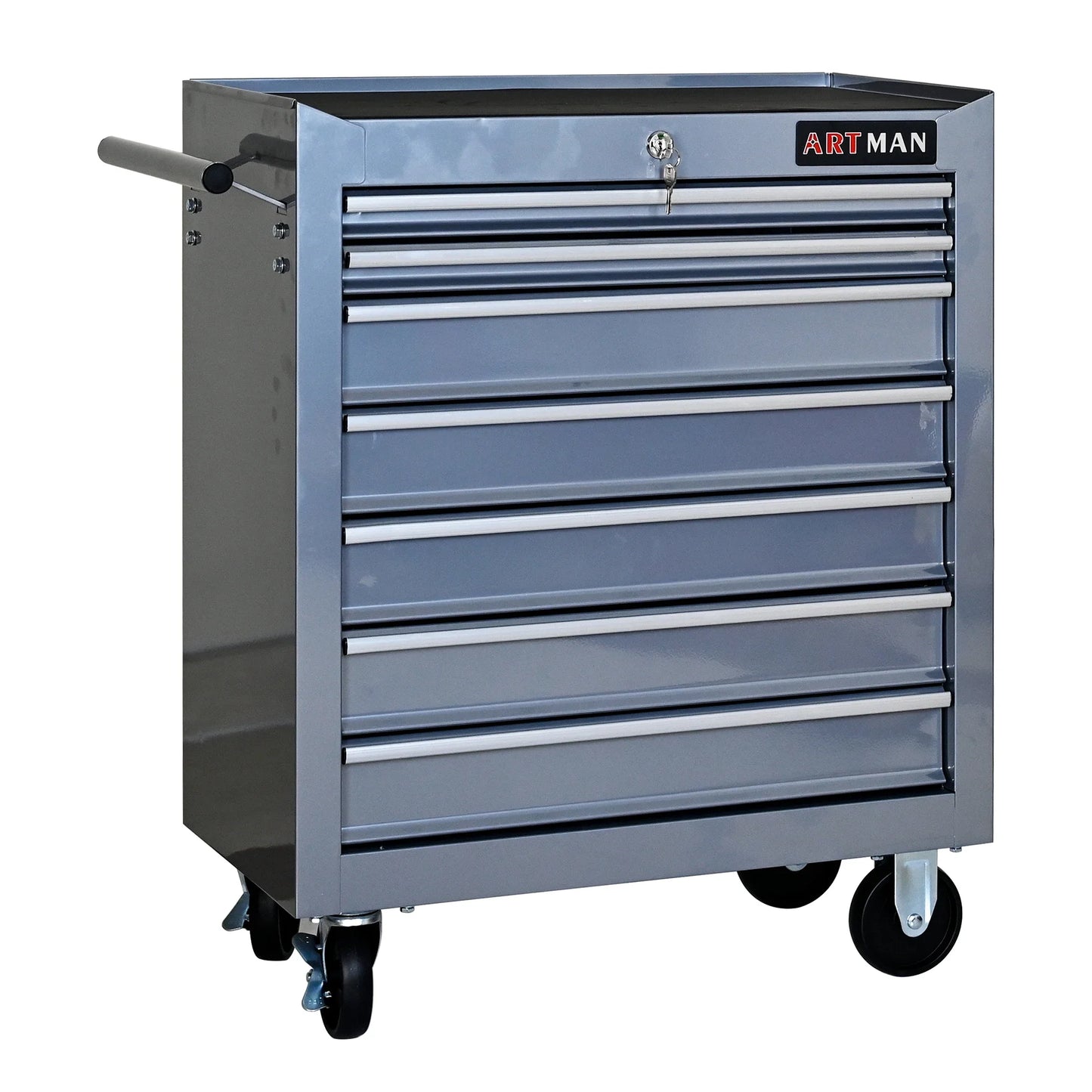 7 Drawer Rolling Tool Cabinet With Key Lock For Garages