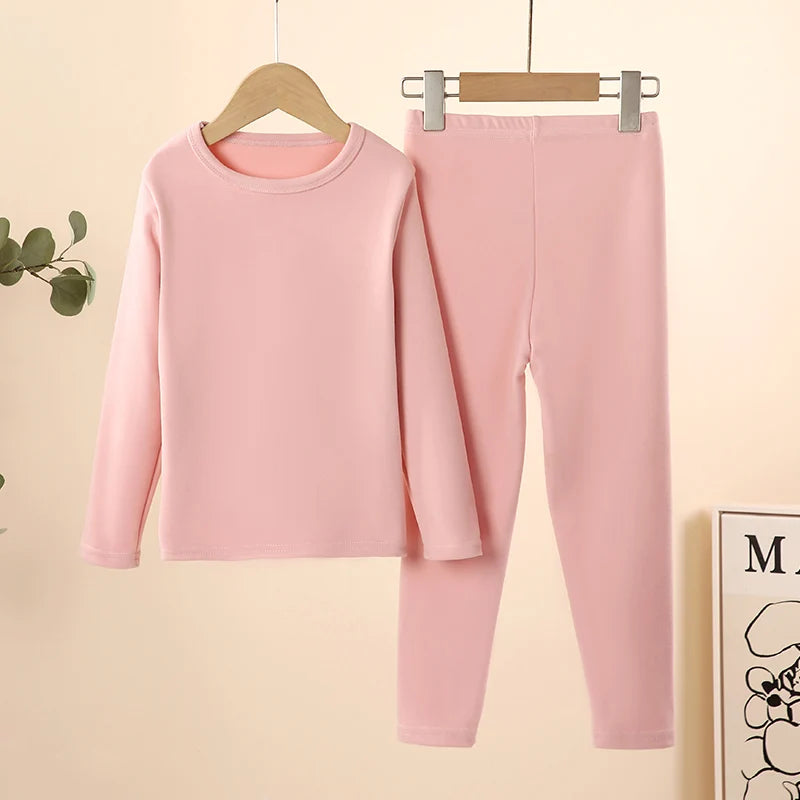 NONECN 2 Piece Children's Thermal Underwear Set For Winter