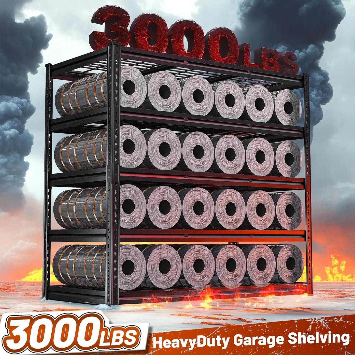 Heavy Duty Metal Garage Storage Shelving Unit Five Tier 3000Lbs