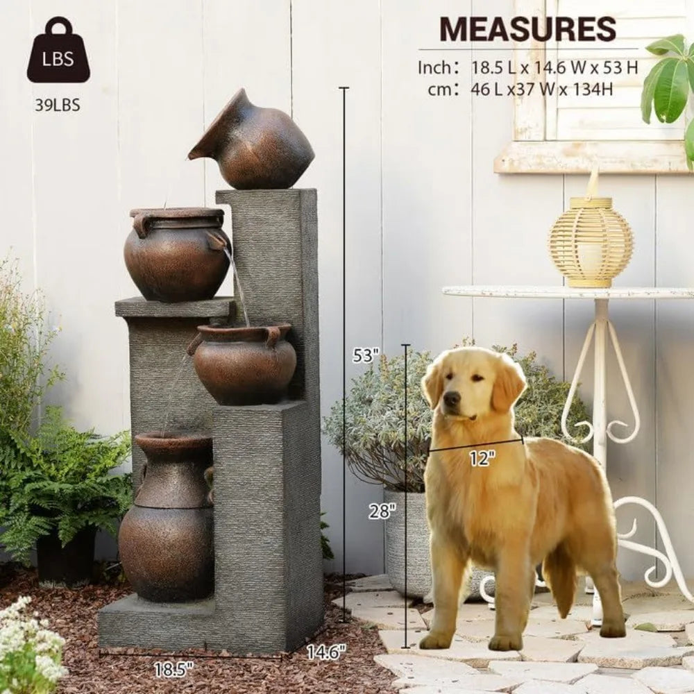 Bumilgar Outdoor Water Fountain With Four Cascading Crocks