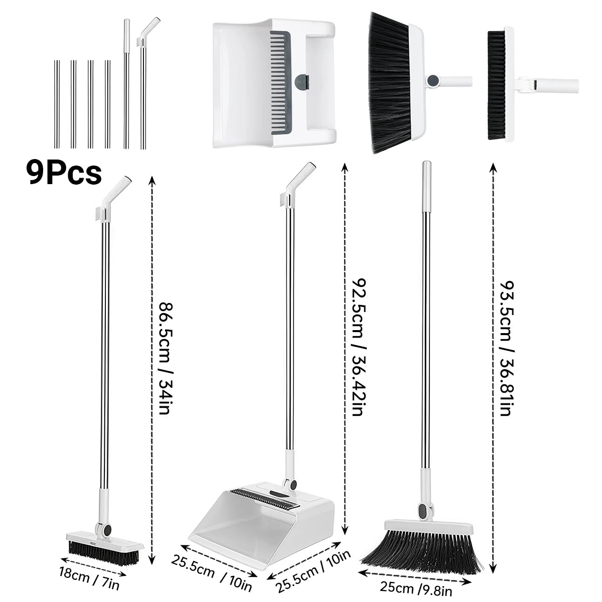 3-In-1 Broom And Dustpan Set For Home Office Dorm Cleaning