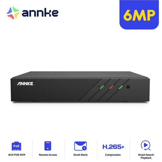 ANNKE 8CH 6MP POE NVR Video Recorder Security System Kit