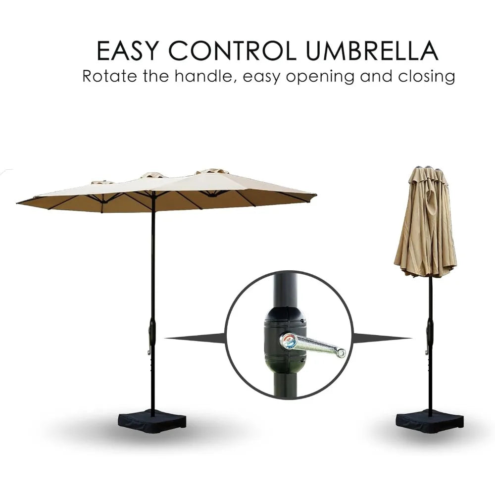 Kozyard Double-Sided Outdoor Patio Umbrella With Crank And Base