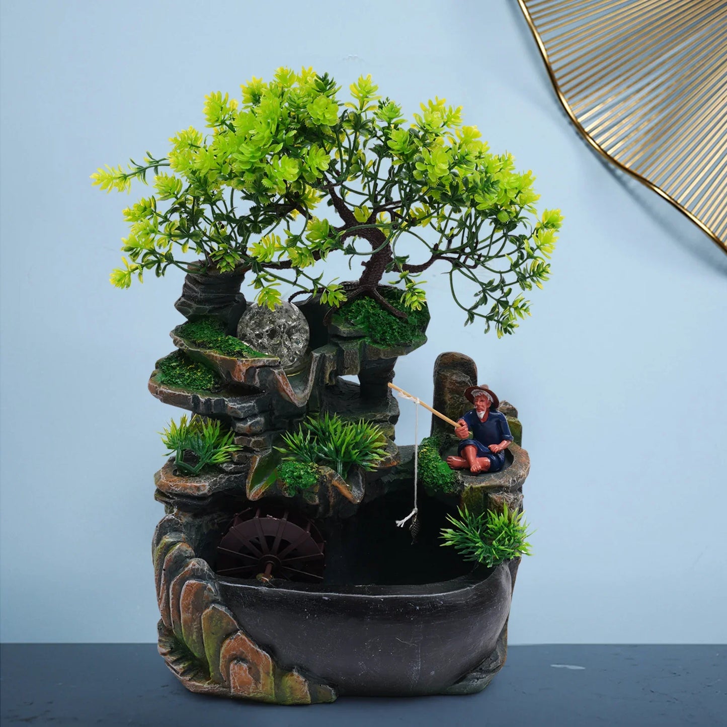 Hign-concerned Resin Tabletop Fountain With LED Lights