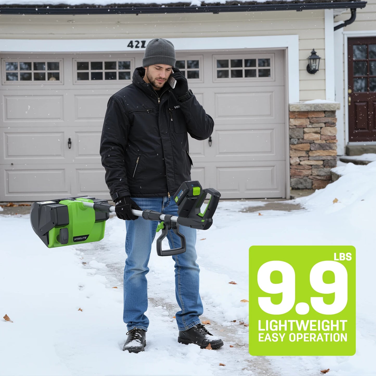 Deli 21V Cordless Snow Shovel With 4Ah Battery Performance