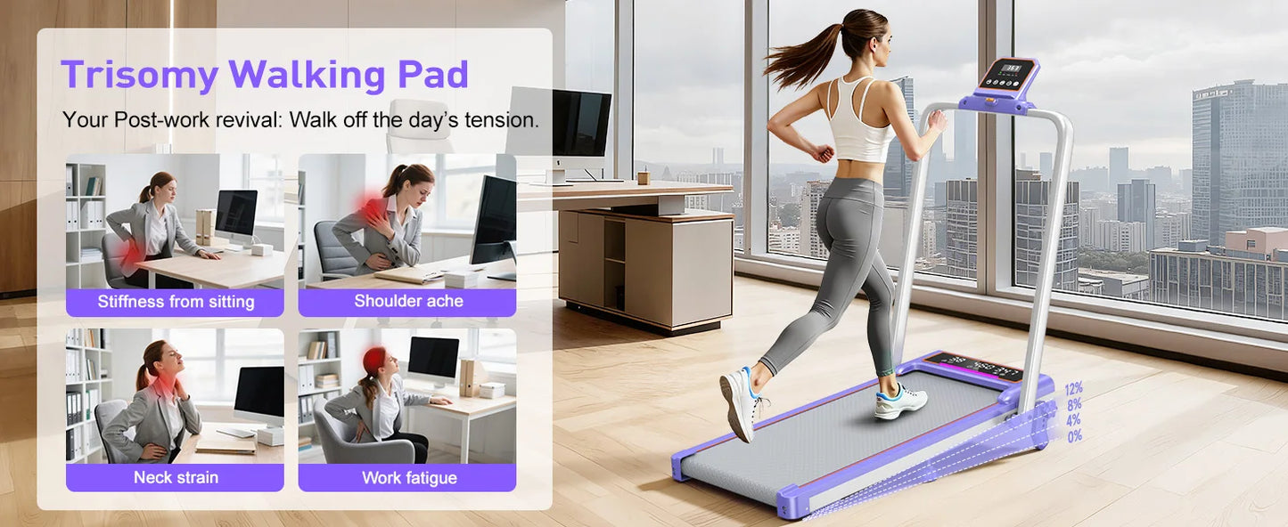 Folding Treadmill With Incline And RGB Lights Dual Screen