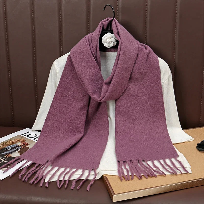 Runmeifacn Warm Cashmere Scarf For Women Solid Knit Wrap