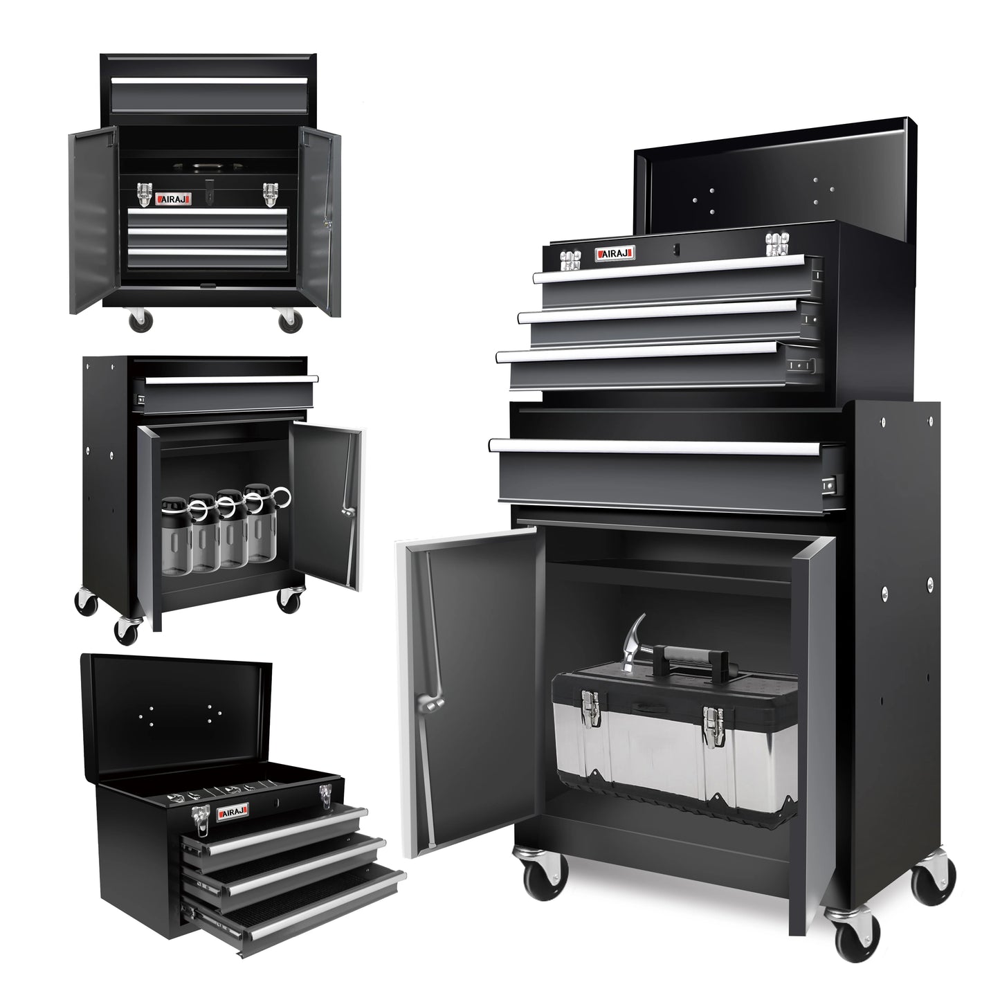 Hign-concerned Lockable Double Door Four Drawer Rolling Tool Chest With Top