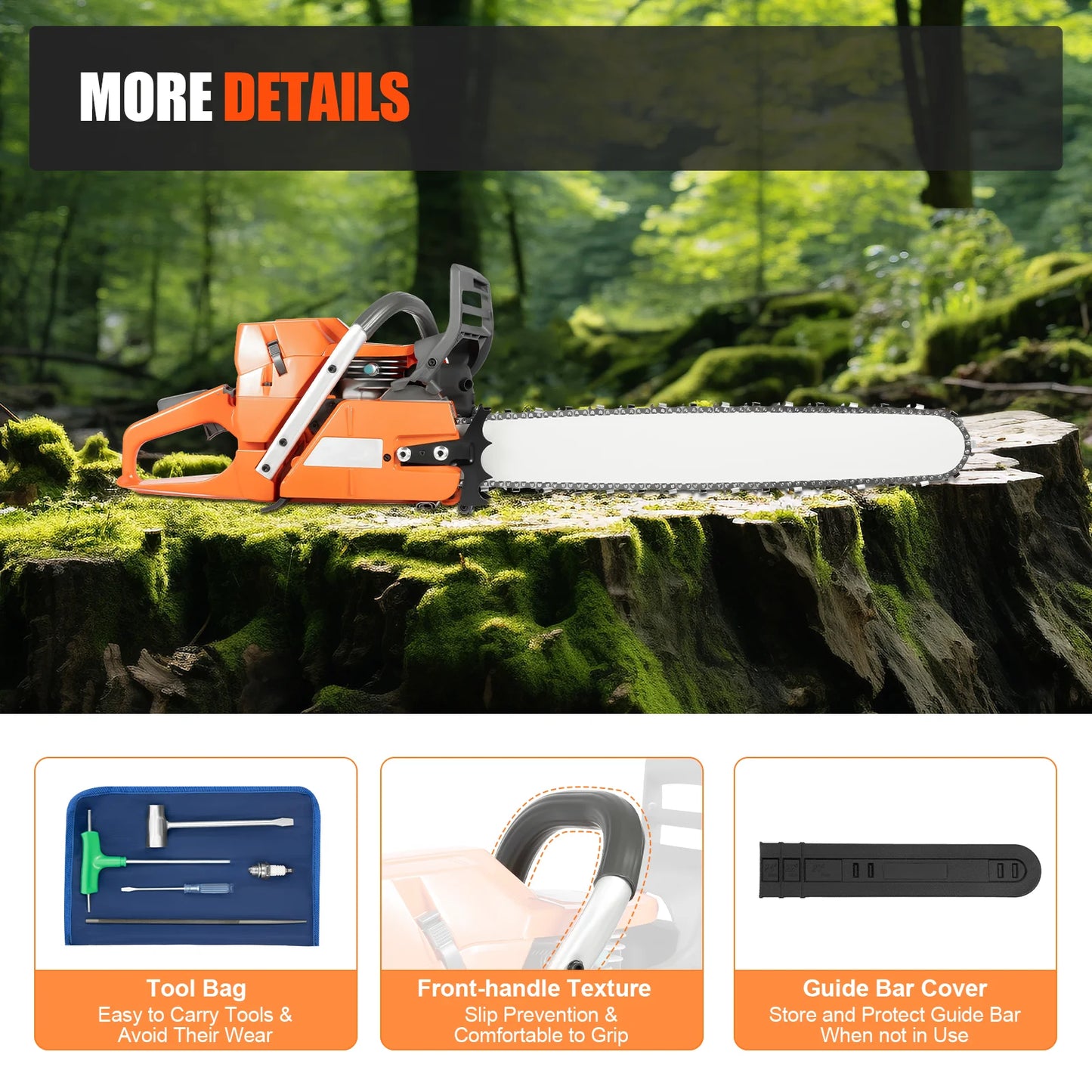 Gasoline Chainsaw 2 Stroke Engine For Wood Cutting Power