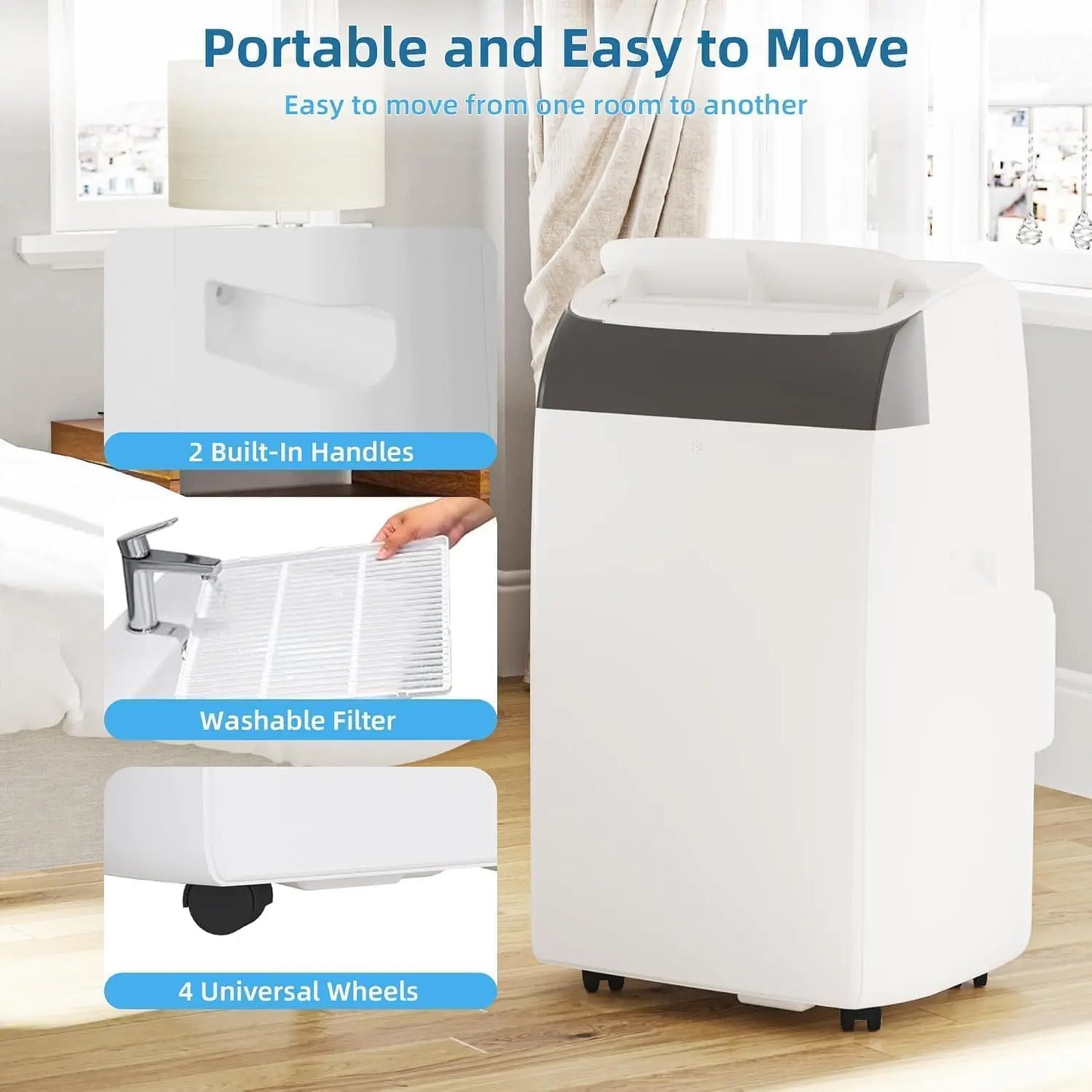 Portable 3-in-1 Air Conditioner With Remote and Window Kit