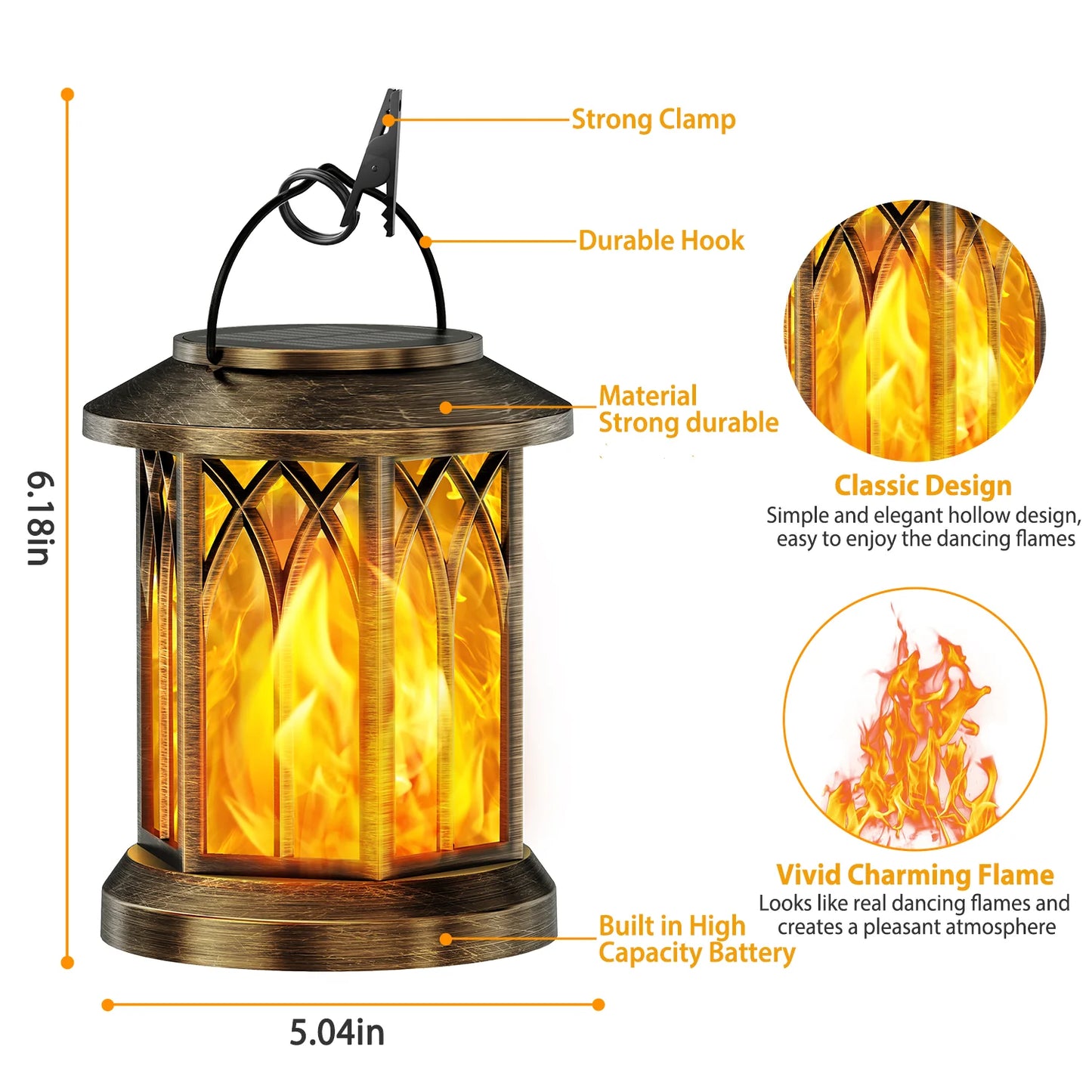KPSTEK 2 Pack Flickering Flame Solar Lanterns Outdoor