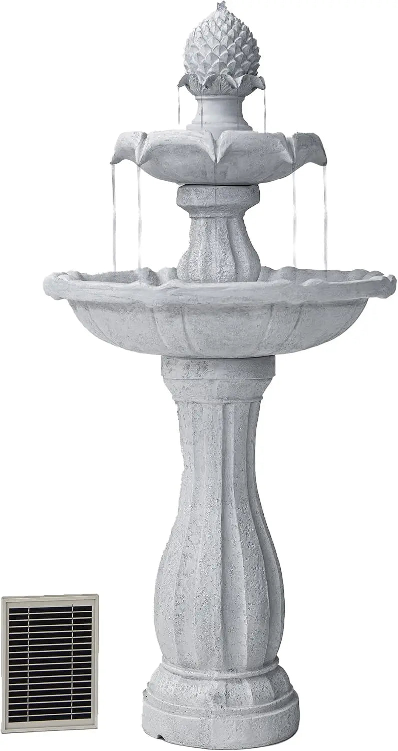 Fiberglass Resin Solar Water Feature With Auto Off Pump Birdbath