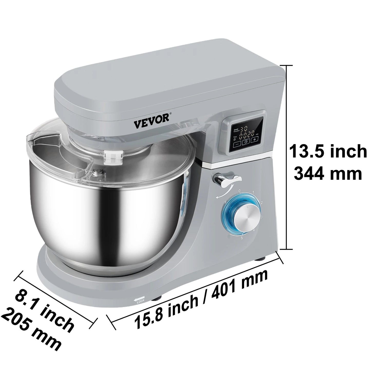 VEVOR 7.4 Qt 5 In 1 Stand Mixer With LCD Digital Screen