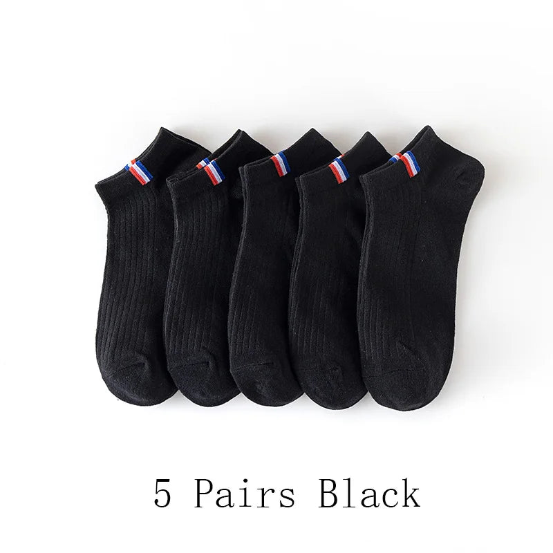 NONECN 5 Pairs Breathable Sweat Absorbing Mens Boat Socks