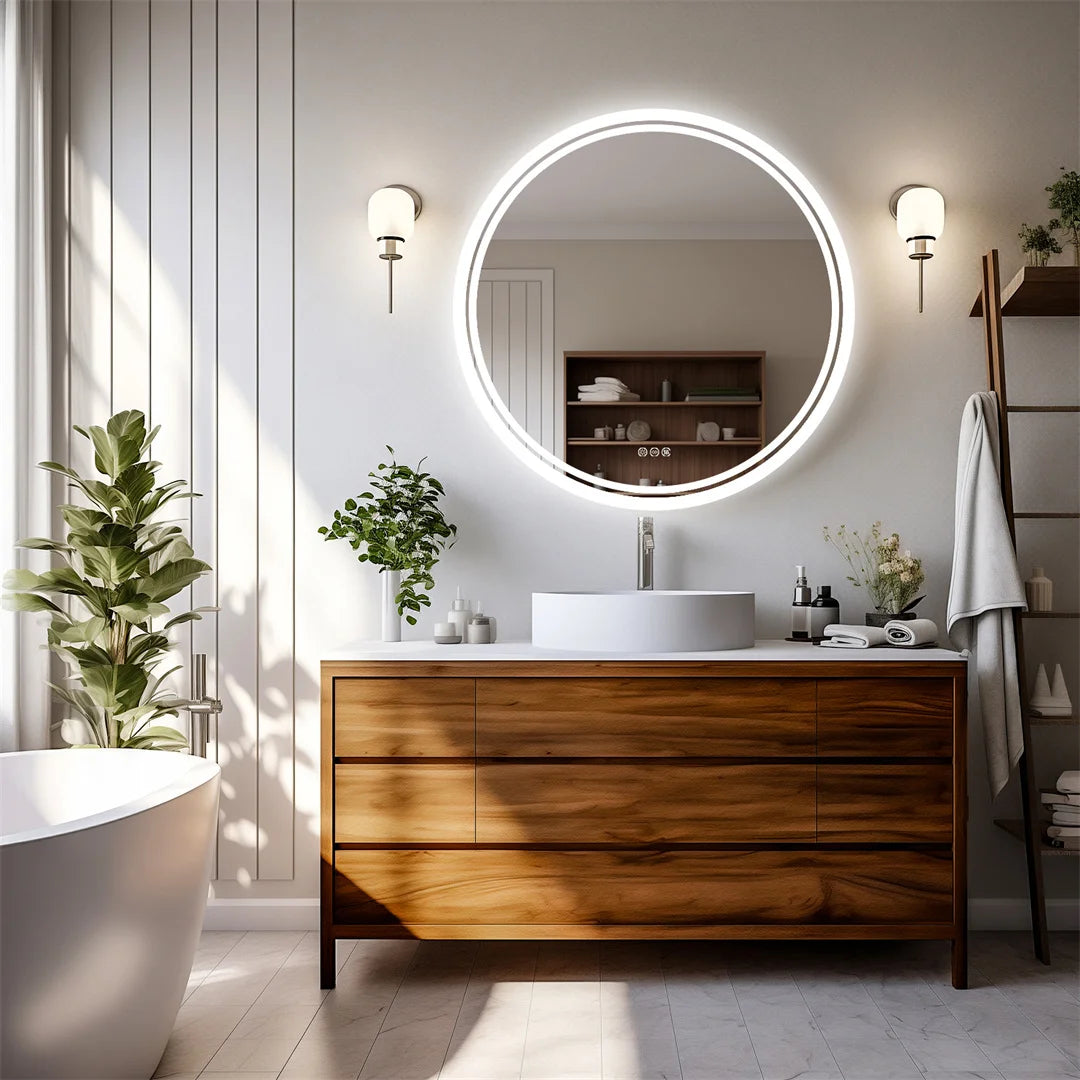 LUVODI Round LED Bathroom Mirror With Touch Sensor Light