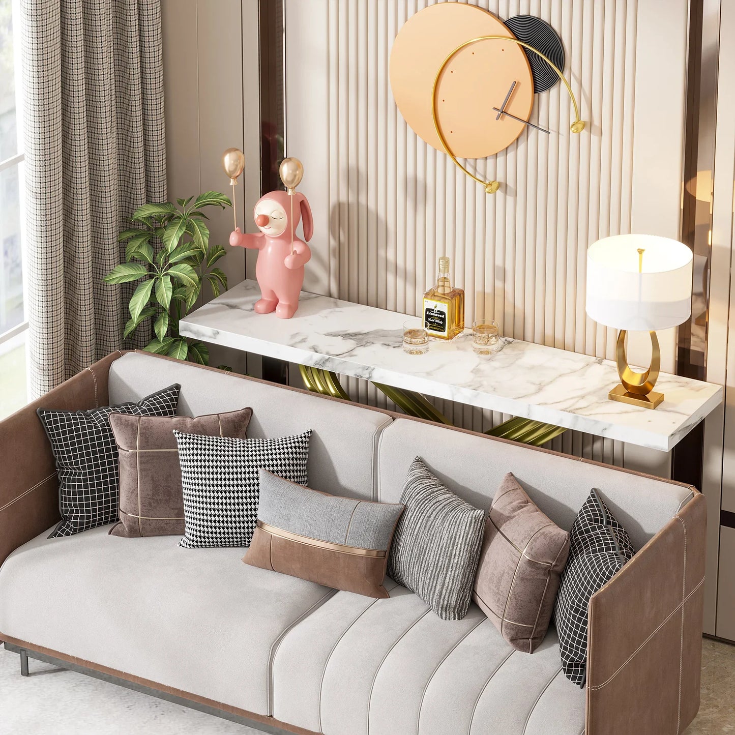 Tribesigns Modern Console Table With Faux Marble Finish For Entryway