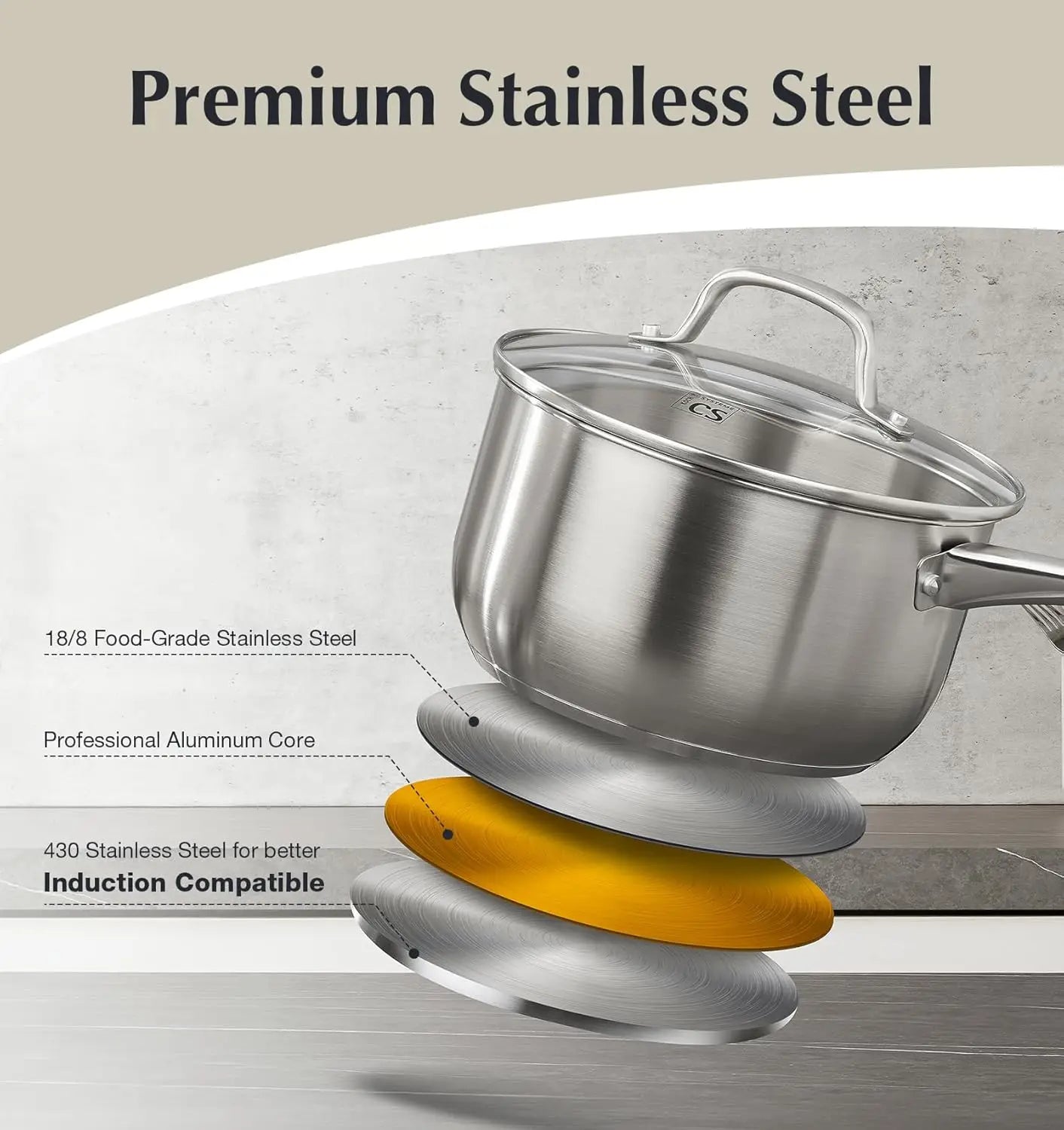 KOCH SYSTEME CS 10 Piece Stainless Steel Induction Cookware Set