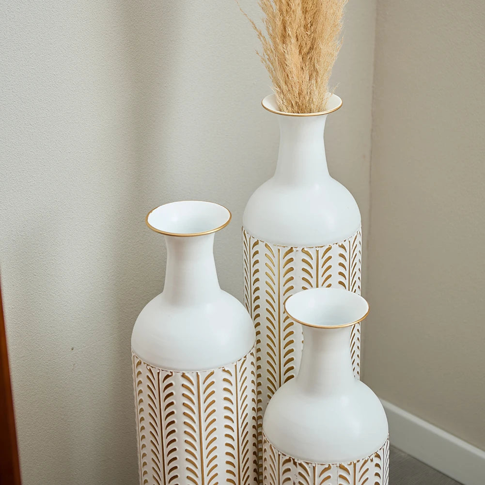 Twister.CK Floor Vase Trio Metal Decor Standing Vases