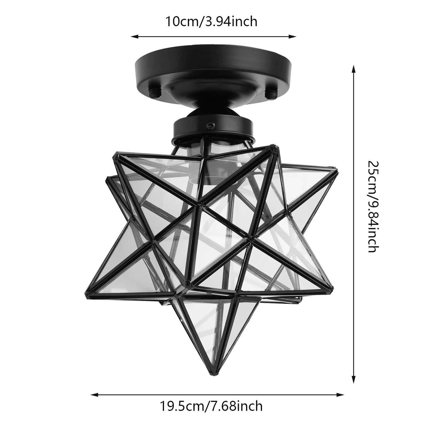 LOYALHEARTDY Star Ceiling Light With Glass Lampshade