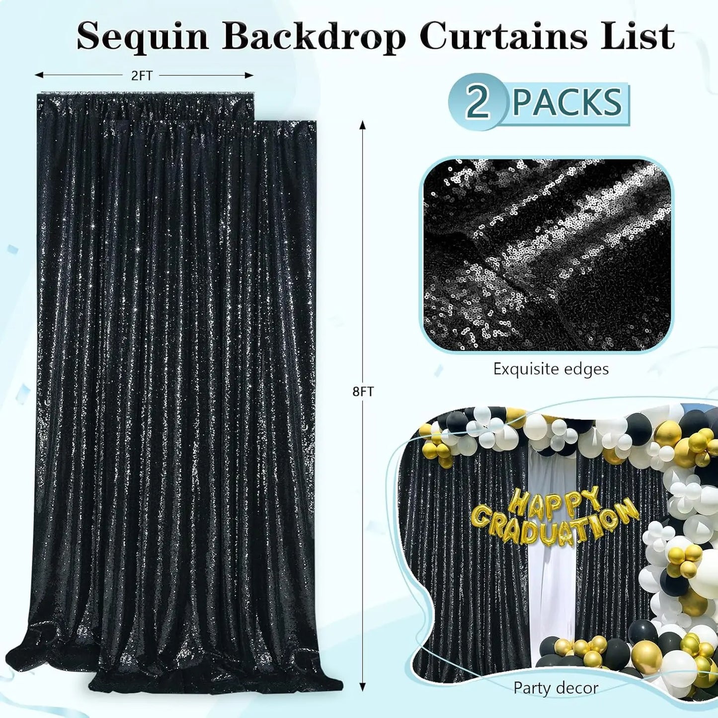 Hign-concerned Sequin Backdrop Curtain for Party Decor