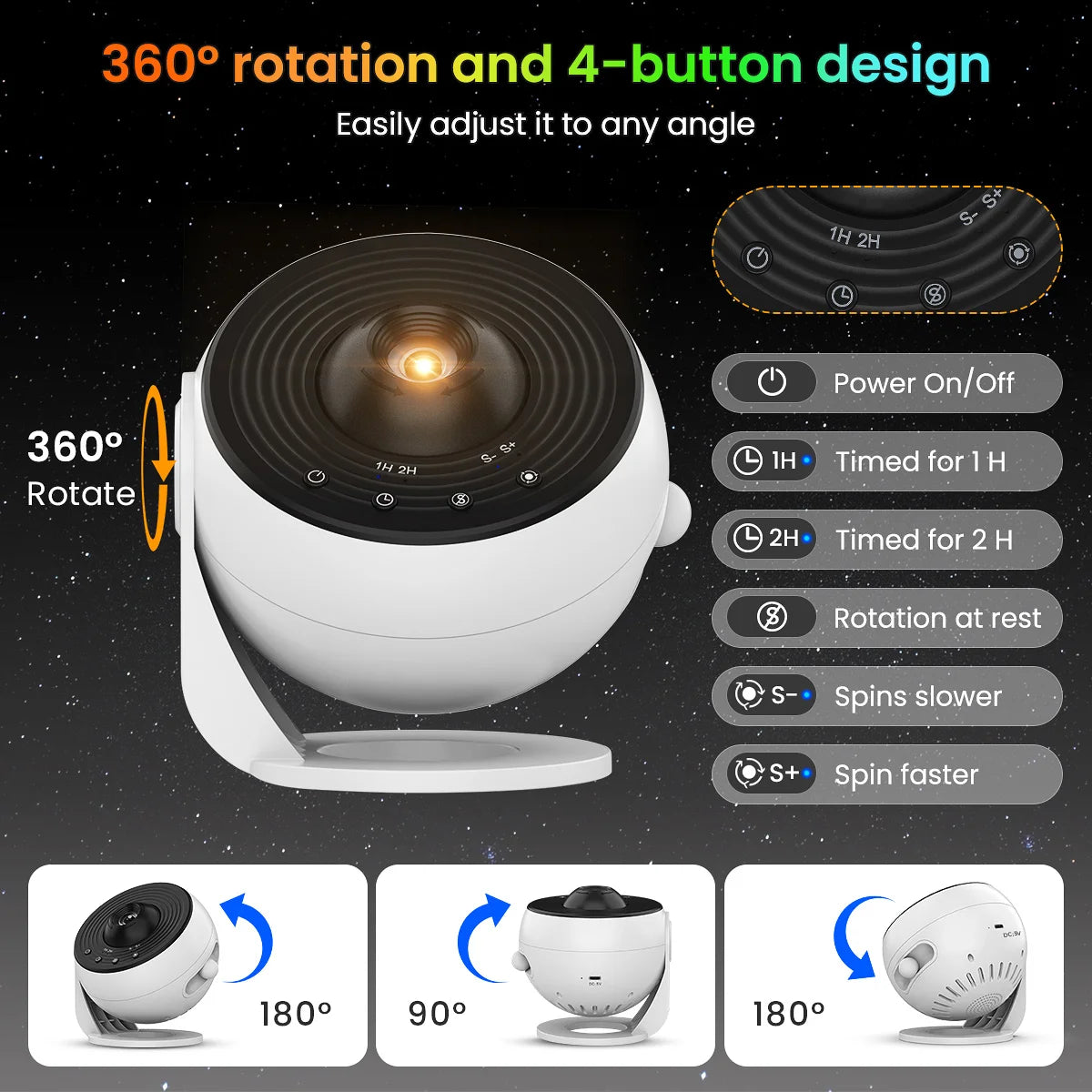 Mexllex Galaxy Starry Planetarium Projector Led Night Light