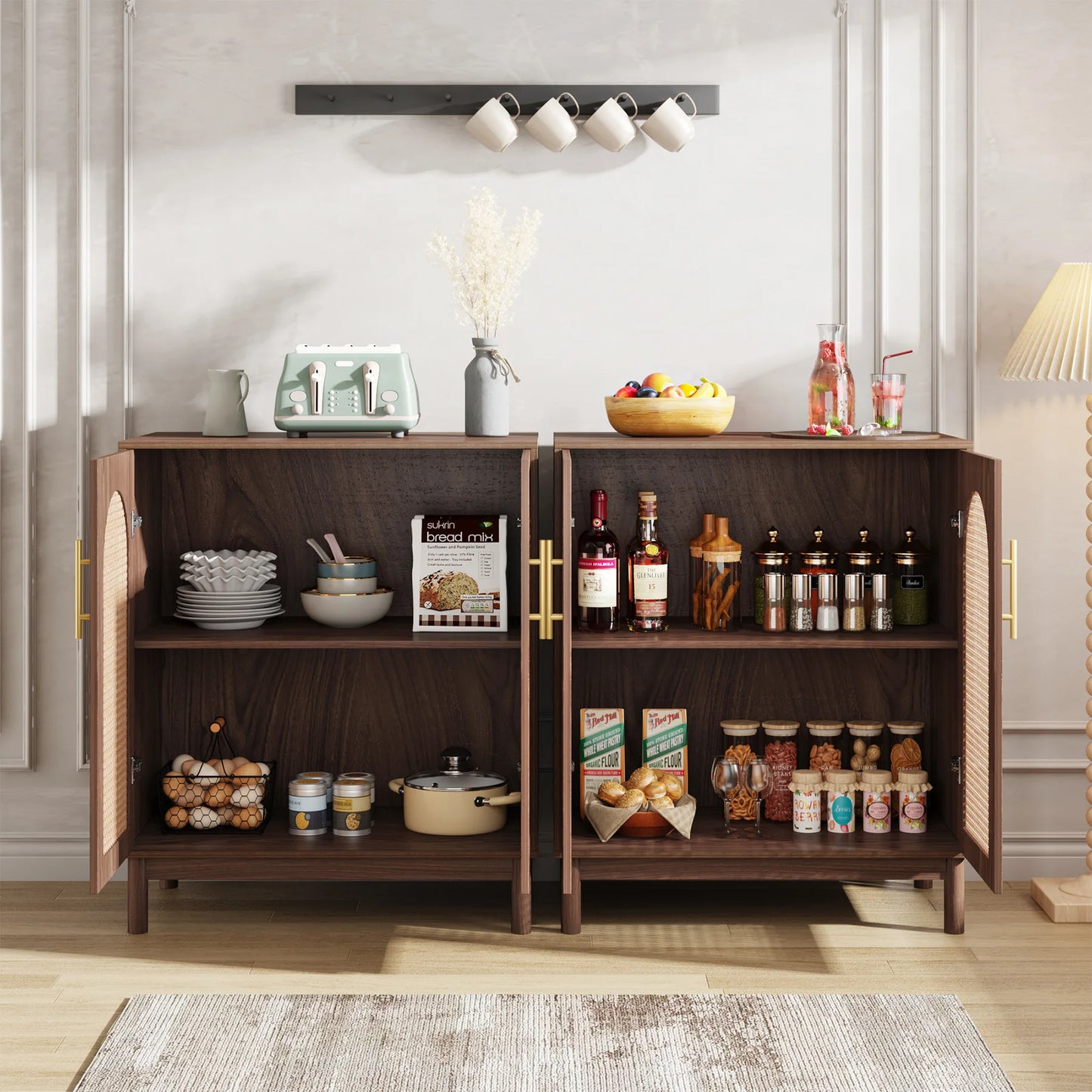 Tribesigns Rattan Sideboard Buffet Cabinet With Storage