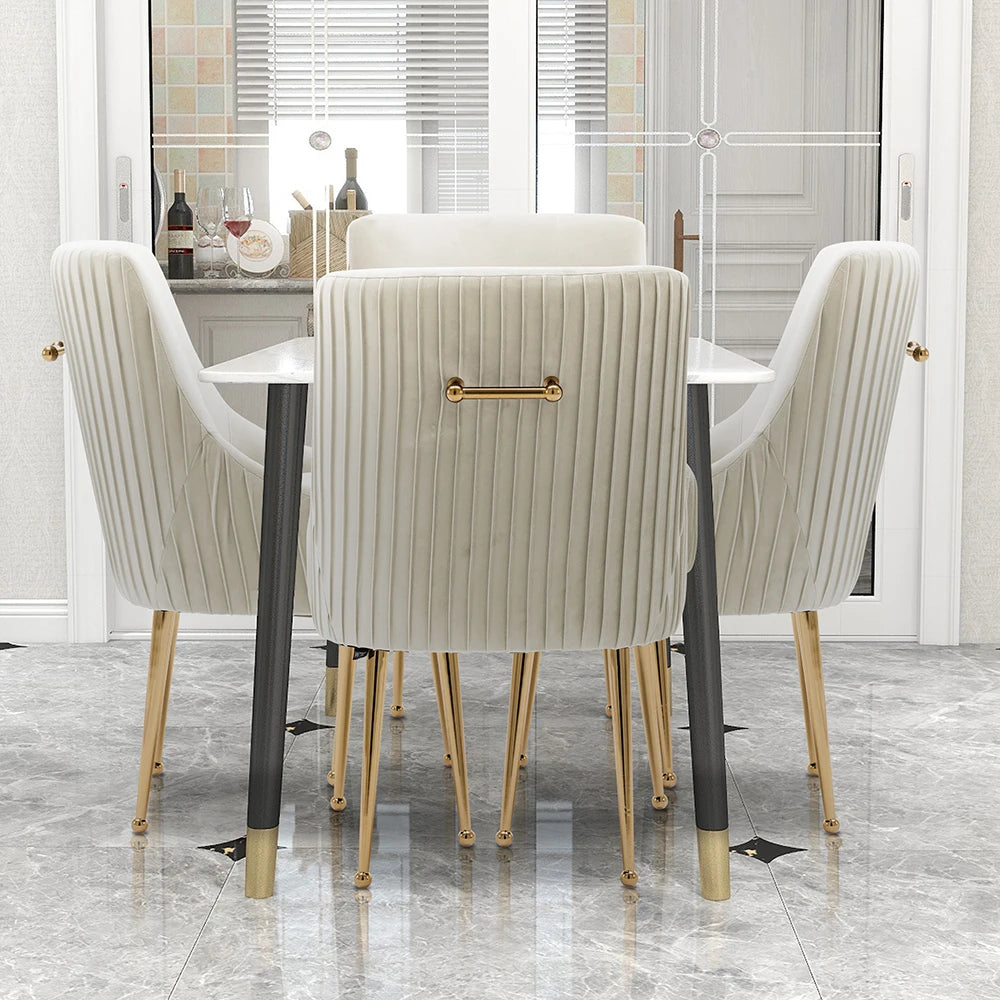 SEYNAR Modern Glam Boucle Velvet Dining Chair Set Of 4 With Rear Handle