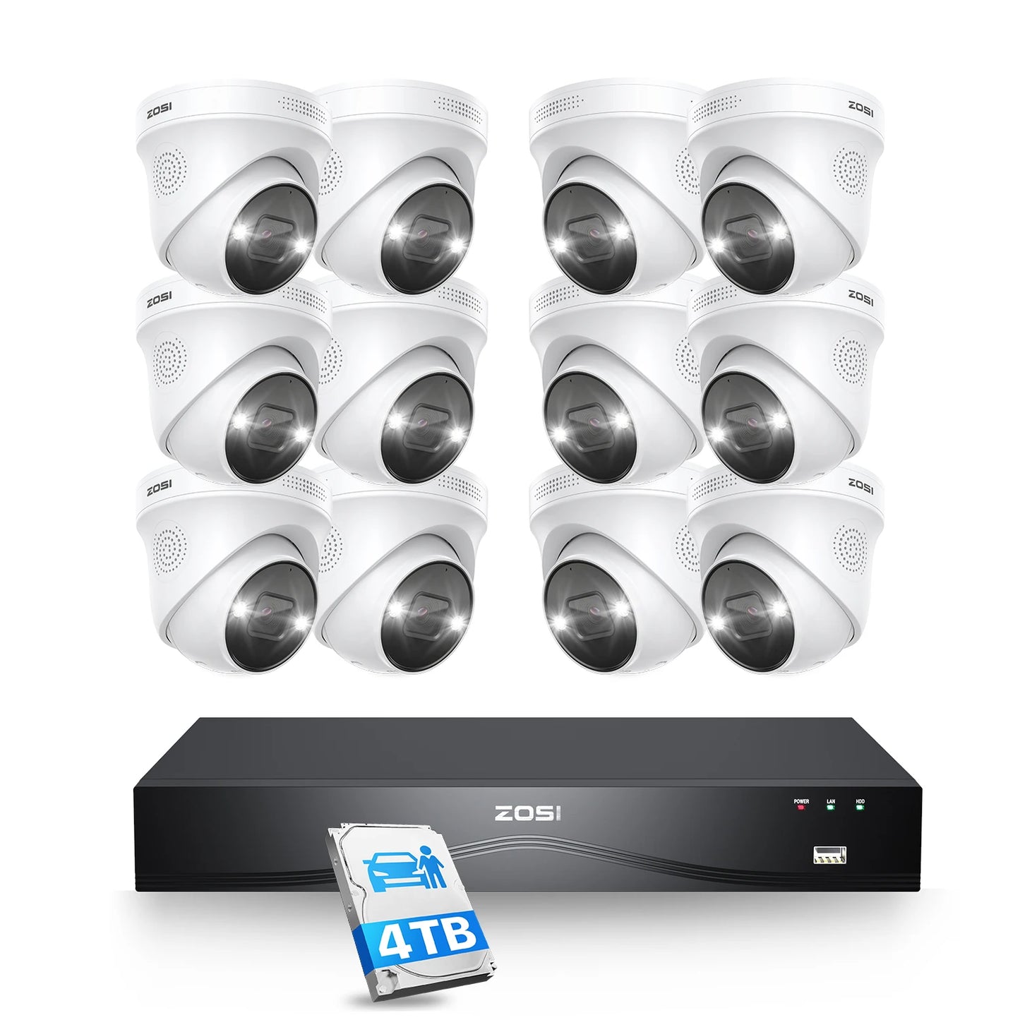 ZOSI 4K 8MP PoE Security Camera System With 4TB NVR