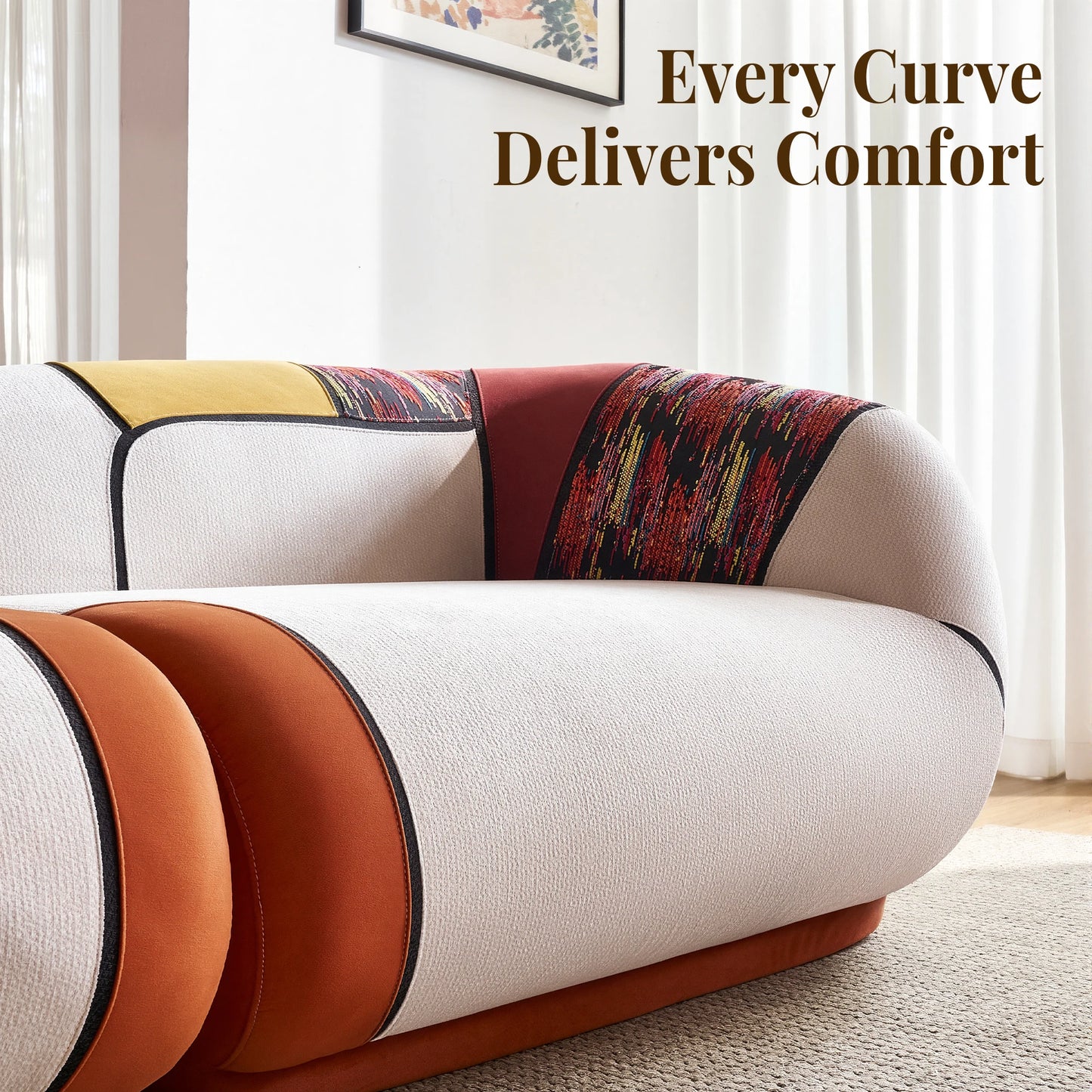 Modern Curved Chenille Sofa Minimalist Living Room